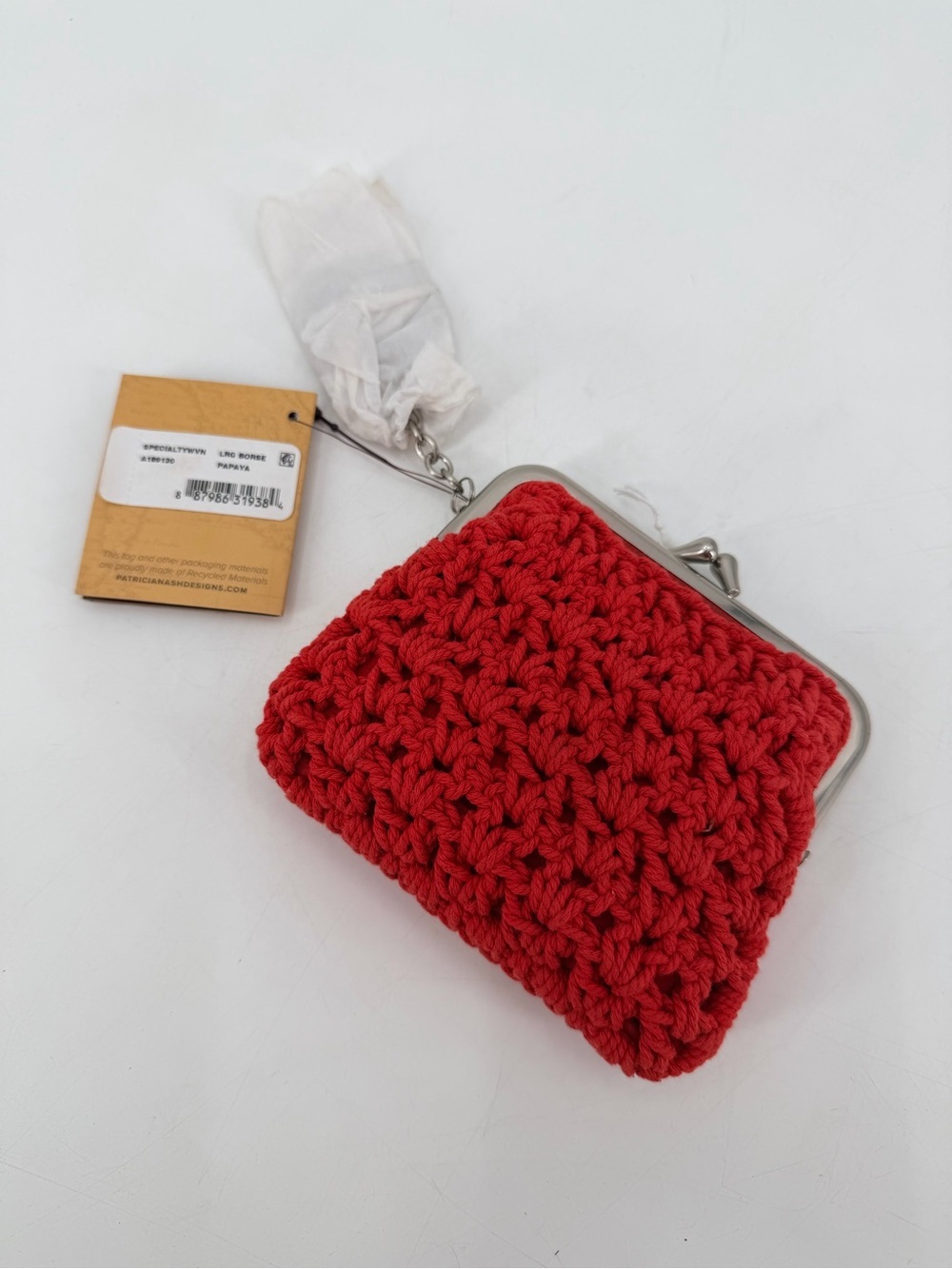 Patricia Nash Papaya Borse Crochet Leather Coin Purse Wallet